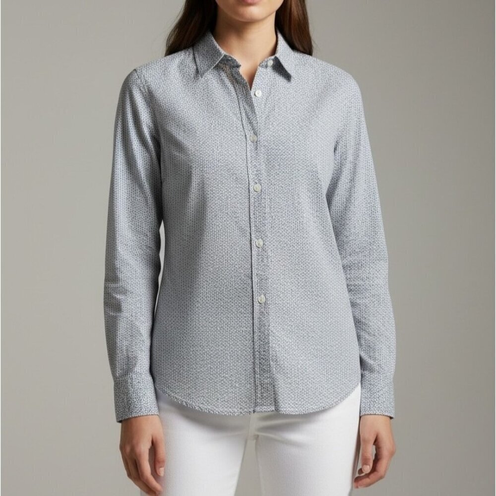 Frank & Eileen Blue White Ditzy Floral Barry Shirt Size Small 100% Cotton